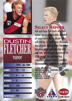 1996 Select AFL #44 Dustin Fletcher Back